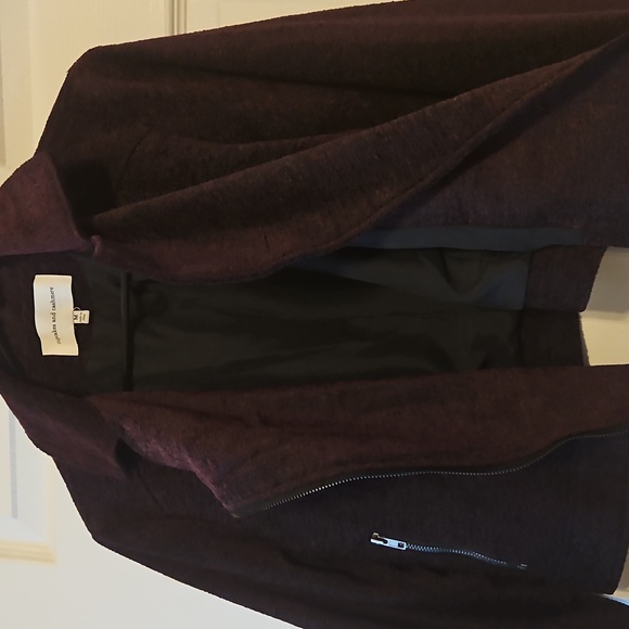 Cupcakes and Cashmere Women’s Burgundy Black Moto Jacket Zip M Asymmetrical - Picture 2 of 7